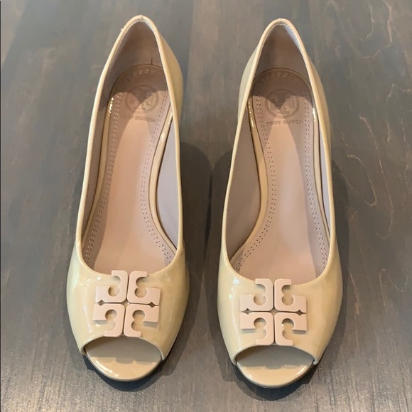 tory burch lowell peep toe wedge